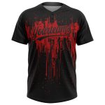 Personalized 3D Dripping Splatter Art Softball Jersey Unisex Two-Button Black Red Personalized Black Red 3D Dripping Splatter