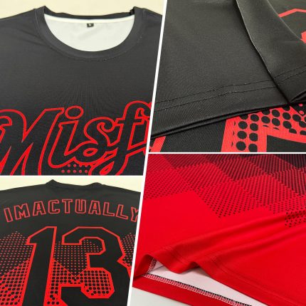 Personalized 3D Gradient Black Red T-Shirt for Men - Performance Square Shapes Tee Personalized Black Red 3D Gradient Square