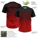 Personalized 3D Gradient Black Red Softball Jersey Unisex Two-Button Design Personalized Black Red 3D Gradient Square Shapes