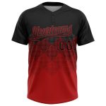 Personalized 3D Gradient Black Red Softball Jersey Unisex Two-Button Design Personalized Black Red 3D Gradient Square Shapes