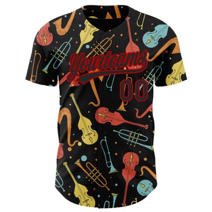 Personalized International Jazz Day 3D Baseball Jersey - Black Red Personalized Black Red 3D International Jazz Day Baseball