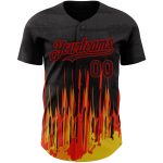 Custom Name and Number Authentic Baseball Jersey - Personalized Black Red 3D Pattern Design Abstract Shape Personalized Black