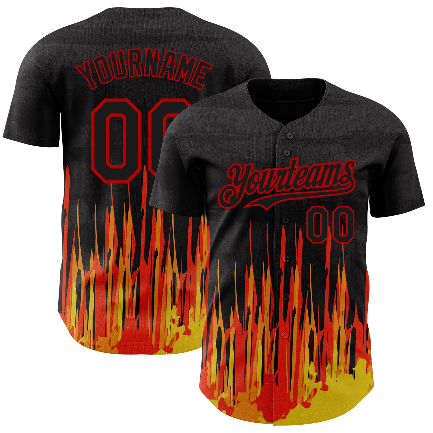 Custom Name and Number Authentic Baseball Jersey - Personalized Black Red 3D Pattern Design Abstract Shape Personalized Black