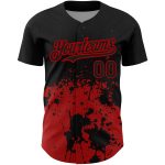 Custom Name and Number Black Red 3D Pattern Baseball Jersey Abstract Splash Grunge Art Design Personalized Black Red 3D Pattern