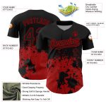 Custom Name and Number Black Red 3D Pattern Baseball Jersey Abstract Splash Grunge Art Design Personalized Black Red 3D Pattern