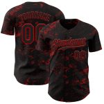 Custom Name Number Baseball Jersey - Personalized Black Red 3D Pattern Abstract Splatter Texture Design Personalized Black