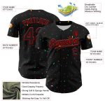 Custom Name Number Baseball Jersey - Personalized Black Red 3D Pattern Design Confetti Personalized Black Red 3D Pattern
