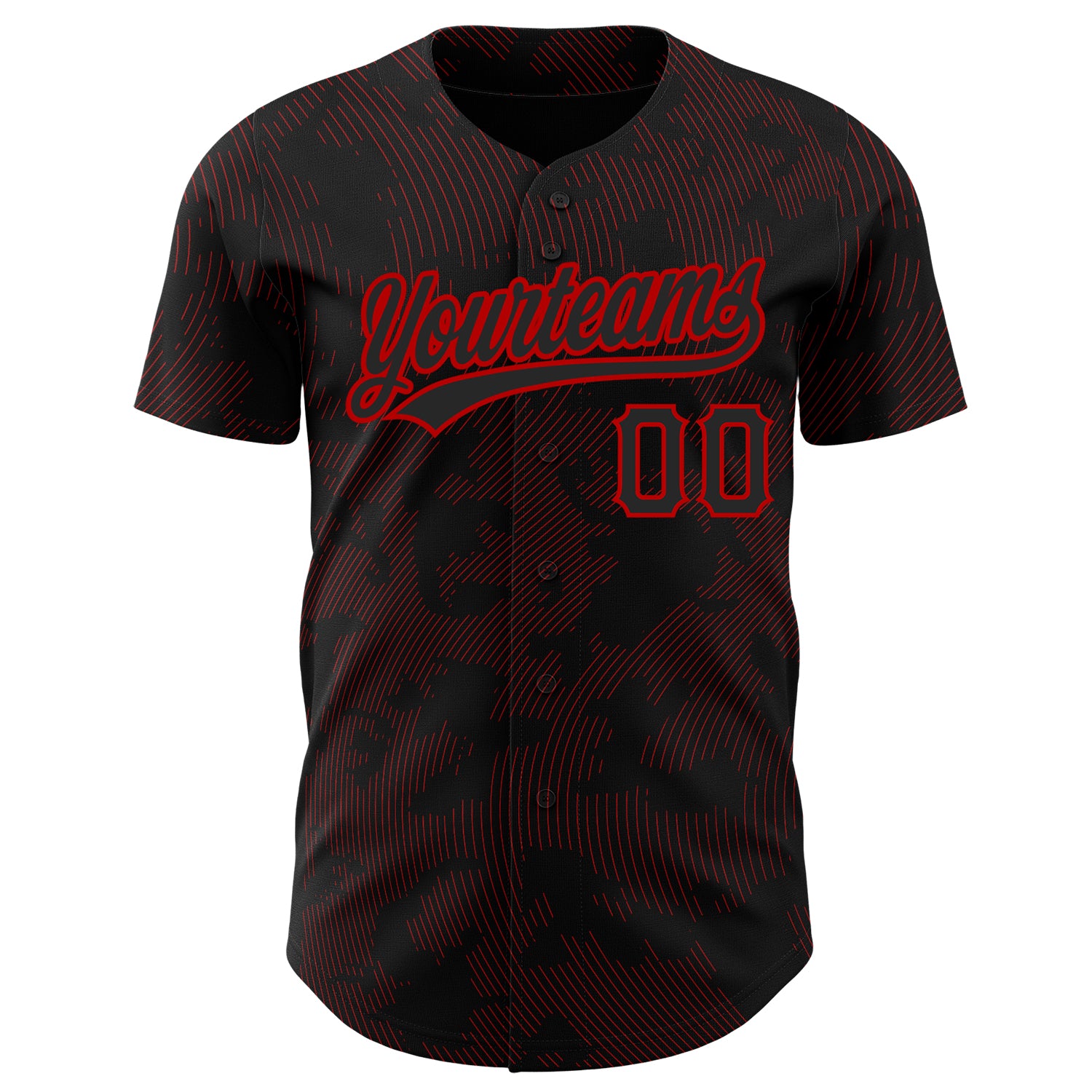 Custom Name and Number Personalized 3D Black and Red Curve Lines Baseball Jersey - Authentic Team Jersey Personalized Black