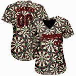 Custom Name and Number Personalized 3D Pattern Dart Board Black Red Authentic Baseball Jersey Personalized Black Red 3D Pattern