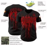 Custom Personalized Baseball Jersey 3D Dripping Splatter Art Design Black Red with Team Name and Number Personalized Black
