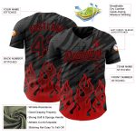 Personalized Black Red 3D Flame Pattern Baseball Jersey Custom Name & Number Personalized Black Red 3D Pattern Design Flame
