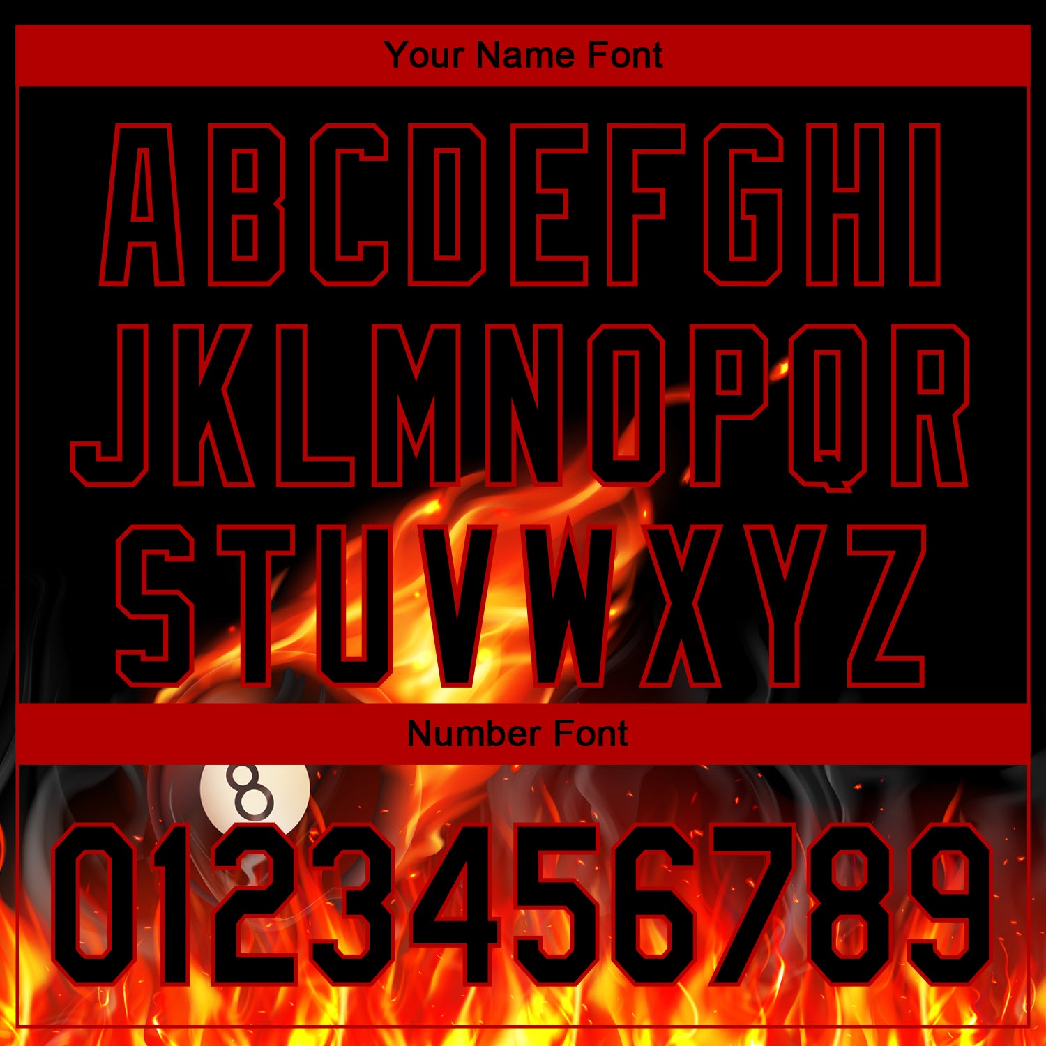 Personalized Black Red 3D Pattern Design Flame Billiards 8 Ball Performance Polo Shirt Team Custom Name and Number Custom Name Number 3D Flame Design Billiards Polo Shirt - Personalized Black Red Performance Apparel Personalized Black Red - Image 4