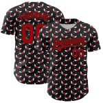 Personalized Gothic Style 3D Black Red Devil Heart Baseball Jersey with Custom Name and Number Personalized Black Red 3D