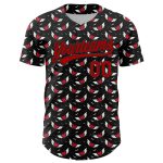 Personalized Gothic Style 3D Black Red Devil Heart Baseball Jersey with Custom Name and Number Personalized Black Red 3D