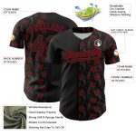 Custom Gothic Style Rose Baseball Jersey - Personalized Black Red 3D Pattern Team Jersey with Name and Number Personalized