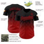 Custom Name Number Baseball Jersey - Personalized 3D Pattern Gradient Design in Black Red Square Shapes Personalized Black