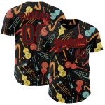 Personalized Black Red 3D Pattern Baseball Jersey - Custom Name & Number for International Jazz Day Personalized Black Red