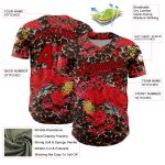Custom Name Number Baseball Jersey, Personalized Black Red 3D Northeast China Big Flower Leopard Print Design Personalized