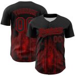 Personalized Gothic Style Baseball Jersey with Custom Name and Number - Black Red 3D Pattern Design for Authentic Team Wear