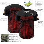 Personalized Gothic Style Baseball Jersey with Custom Name and Number - Black Red 3D Pattern Design for Authentic Team Wear