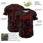 Personalized Rave Baseball Jersey with 3D Bloody Handprint Design - Custom Name & Number in Black and Red Colors Personalized