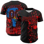 Custom Name and Number Skull Baseball Jersey - Personalized Black Red 3D Pattern Design for Rave Halloween Personalized Black