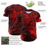 Personalized Rave Skull Baseball Jersey with Custom Name & Number, Black Red 3D Pattern Design Personalized Black Red 3D