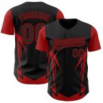 Custom 3D Black Red Pattern Baseball Jersey with Sharp Edges - Personalized Team Name and Number Personalized Black Red 3D
