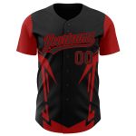 Custom 3D Black Red Pattern Baseball Jersey with Sharp Edges - Personalized Team Name and Number Personalized Black Red 3D