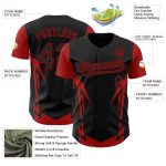 Custom 3D Black Red Pattern Baseball Jersey with Sharp Edges - Personalized Team Name and Number Personalized Black Red 3D