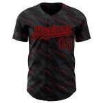 Custom Name and Number 3D Pattern Baseball Jersey Black Red Slant Lines Authentic Design Personalized Black Red 3D Pattern
