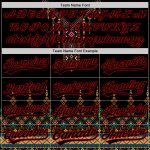 Custom Name Number Baseball Jersey Traditional African Ethnic Style Black Red 3D Pattern Design Personalized Black Red 3D