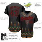 Custom Name Number Baseball Jersey Traditional African Ethnic Style Black Red 3D Pattern Design Personalized Black Red 3D
