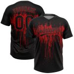 Custom Name and Number Softball Jersey Unisex Dripping Splatter Art 3D Pattern Black Red Two-Button Design Personalized Black