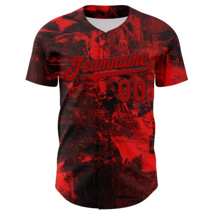 Personalized 3D Rave Skull Baseball Jersey in Black and Red for Men Personalized Black Red 3D Rave Skull Baseball Jersey