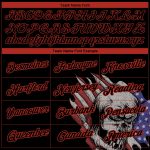 Personalized 3D Skull American Flag T-Shirt - Black Red Performance Tee Personalized Black Red 3D Skull With American Flag