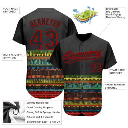 Personalized 3D Black Red African Ethnic Baseball Jersey for Men and Women Personalized Black Red 3D Traditional African