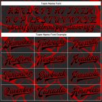 Custom Name Number Bomber Jacket Personalized Black Red Abstract 3D Pattern Varsity Letterman Design for Teams Personalized