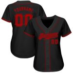 Custom Name Number Baseball Jersey - Personalized Black Red Authentic Team Jersey Personalized Black Red Authentic Baseball