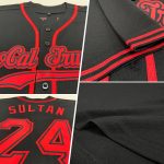 Custom Name Number Baseball Jersey - Personalized Black Red Authentic Team Jersey Personalized Black Red Authentic Baseball