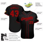 Custom Name Number Baseball Jersey - Personalized Black Red Authentic Team Jersey Personalized Black Red Authentic Baseball