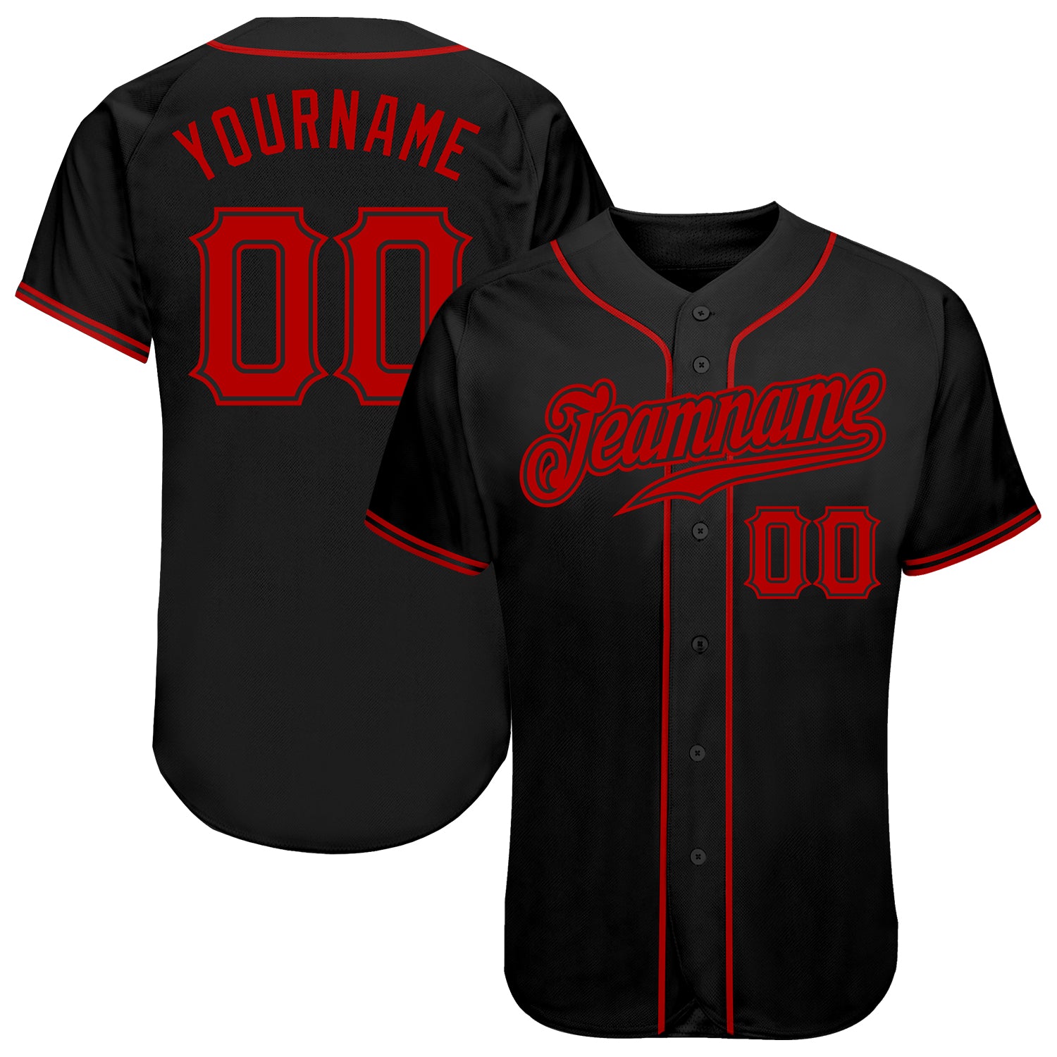 Custom Name Number Baseball Jersey - Personalized Black Red Authentic Team Jersey Personalized Black Red Authentic Baseball