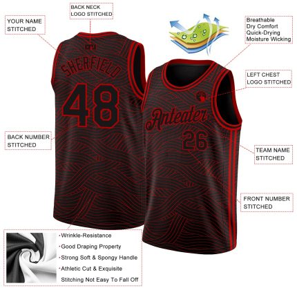 Custom Name Number Basketball Jersey - Personalized Authentic Black Red City Edition Personalized Black Red Authentic City