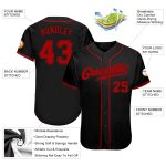 Custom Name and Number Personalized Softball Jersey in Black Red - Authentic Team Apparel Personalized Black Red Authentic