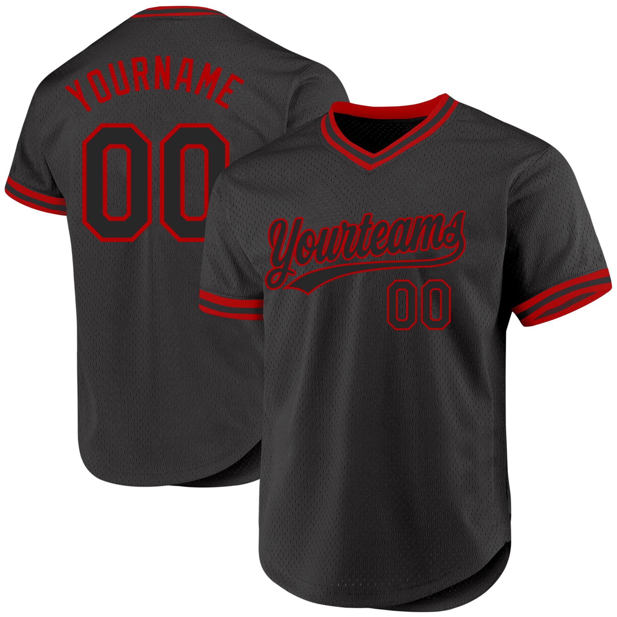 Custom Name Number Authentic Throwback Baseball Jersey Personalized Black Red Team Design Personalized Black Red Authentic