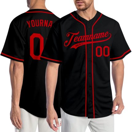 Personalized Custom Black Red Baseball Jersey for Adults and Kids Personalized Black Red Baseball Jersey 2