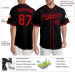 Personalized Custom Black Red Baseball Jersey for Adults and Kids Personalized Black Red Baseball Jersey 2