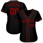 Personalized Black and Red Baseball Jersey for Men, Women, or Kids - Customizable Options Available Personalized Black Red