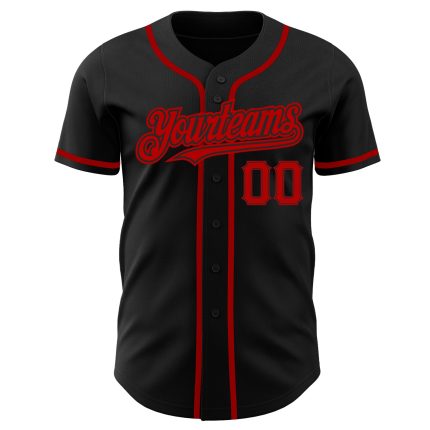 Custom Black Red Baseball Jersey for Kids - Personalized & Stylish, Size 6 Personalized Black Red Baseball Jersey 6