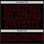 Custom Name Number Black Red Varsity Letterman Bomber Hoodie Jacket - Personalized Full-Snap Team Apparel Personalized Black